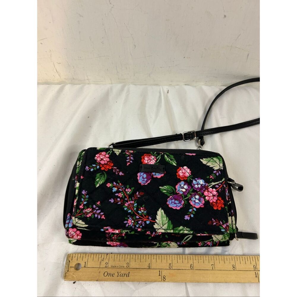 Vera Bradley Floral and Black rfid crossbody zipper wallet nwot 8"x5" - Picture 6 of 10
